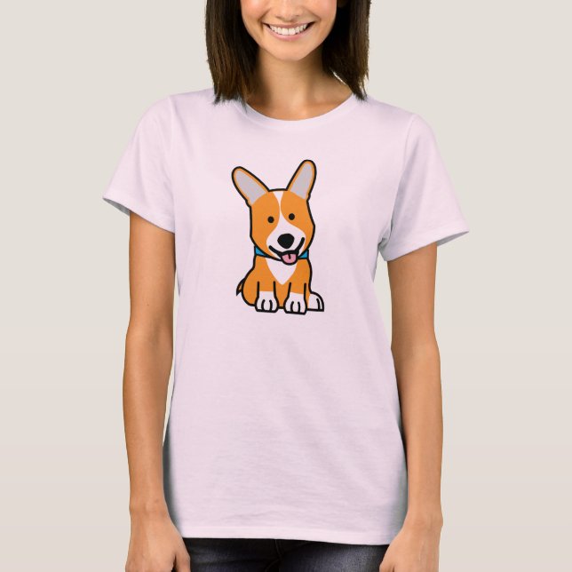 CorgiCorgis verfolgen Welpenhündchen glücklichen T-Shirt (Vorderseite)