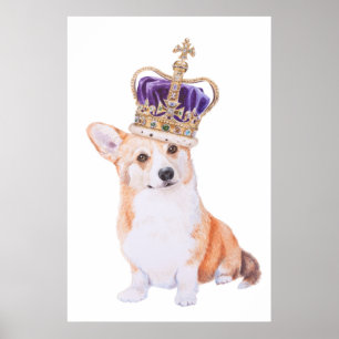 Corgihund in der Krone Poster
