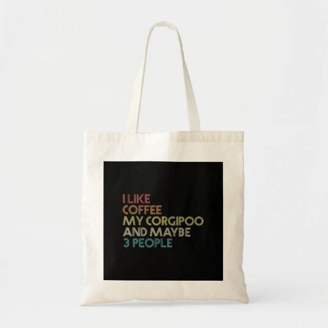 Corgipoo-Hundebesitzer-Geschenk Kaffee-Liebhaber L Tragetasche (Vorne)