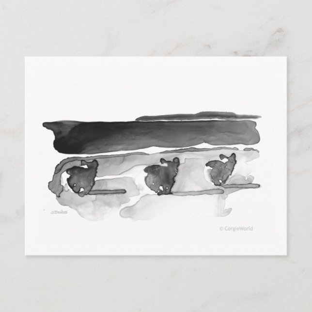 Corgis auf der Strand-Postkarte Postkarte (Vorderseite)