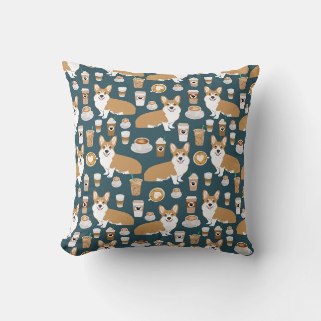 Corgis et cafés Coussin - joli cadeau de corgi (Recto)