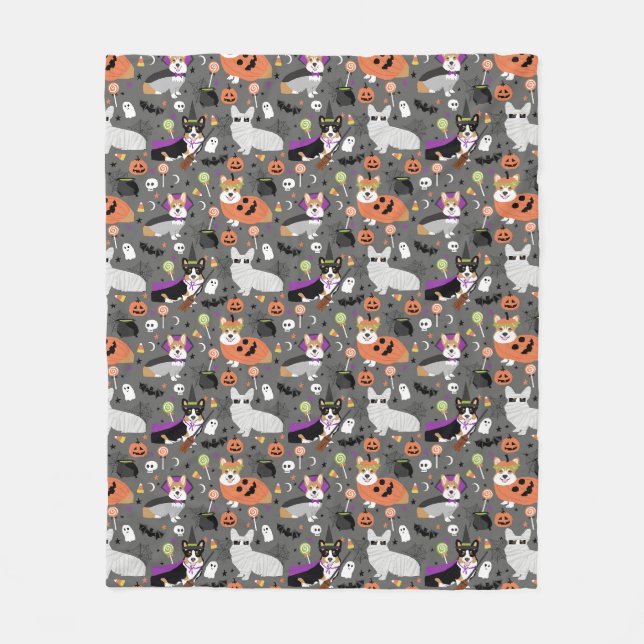 Corgis Halloween-Kostüm witzig Fleecedecke (Vorderseite)