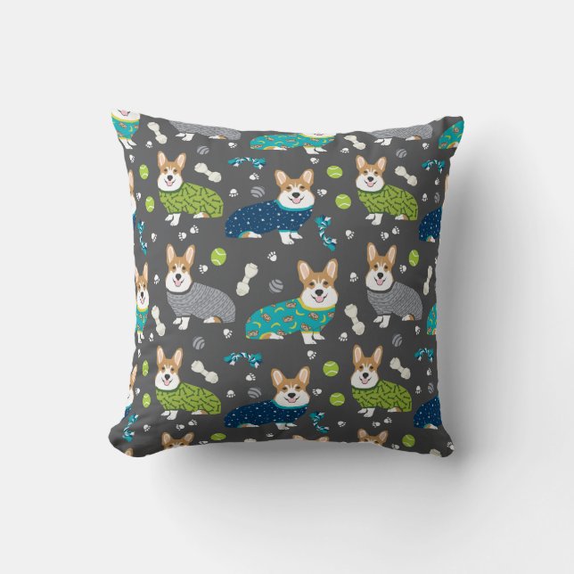Corgis in Pjs-Kissen Kissen (Vorderseite)
