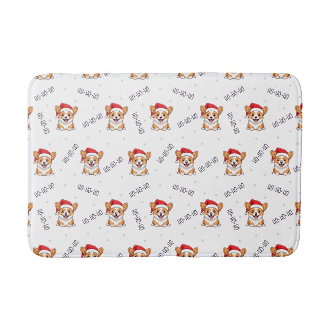 Corgis in Weihnachtsmannmützen Weihnachtsmuster Badematte (Vorderseite)