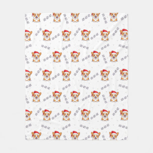 Corgis in Weihnachtsmannmützen Weihnachtsmuster Fleecedecke