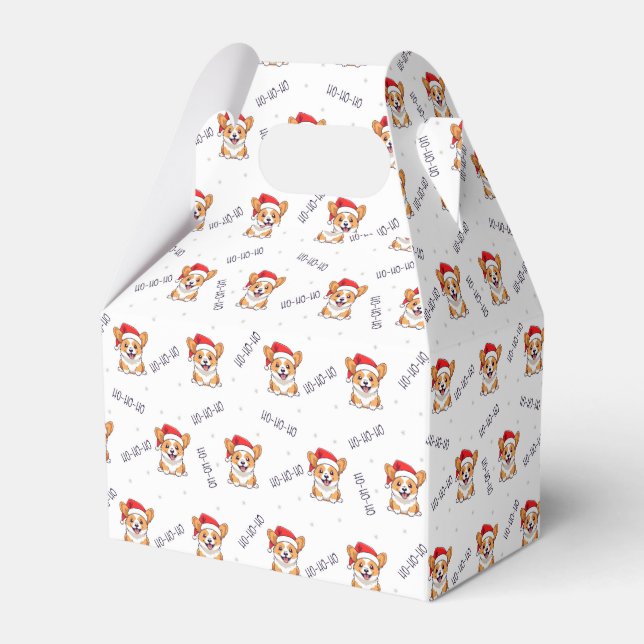 Corgis in Weihnachtsmannmützen Weihnachtsmuster Geschenkschachtel (Vorderseite)