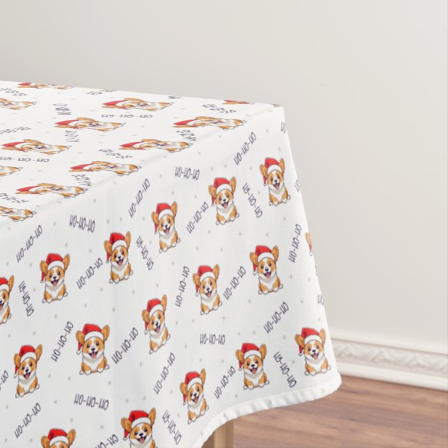 Corgis in Weihnachtsmannmützen Weihnachtsmuster Tischdecke (Beispiel)