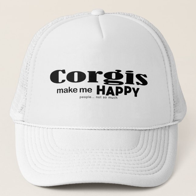Corgis Make Me Happy Truckerkappe (Vorderseite)