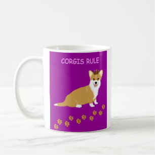 Corgis regieren lila kaffeetasse