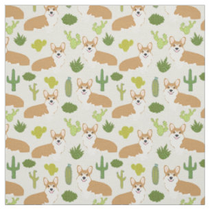 Corgis und Cactus Fabric - niedliches Nähgewebe Stoff