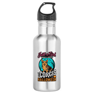 Corgis und Halloween-Mädchen Vintage-Stickerei-Shi Edelstahlflasche