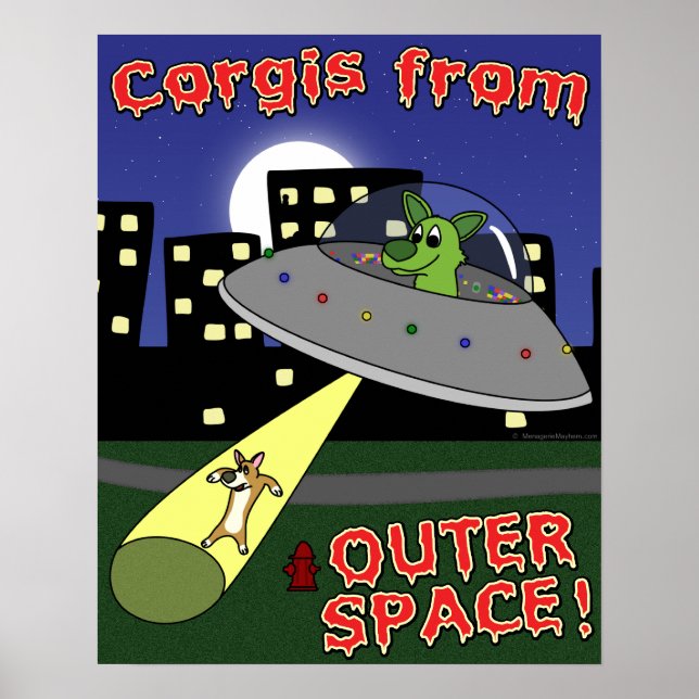 Corgis von Outer Space Poster (Vorne)