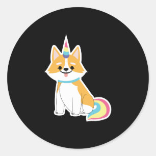 Corgiunicorn-entzückende Runder Aufkleber