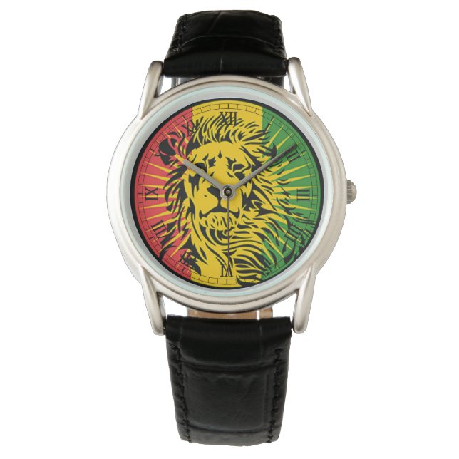 Cori rasta reggae Graffiti-Flagge Löwe Armbanduhr (Vorderseite)