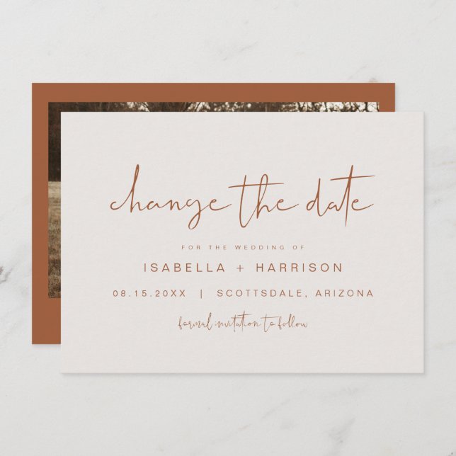 CORIANDER Bohemisch Terracotta Ändern Sie das Datu Einladung (Vorne/Hinten)