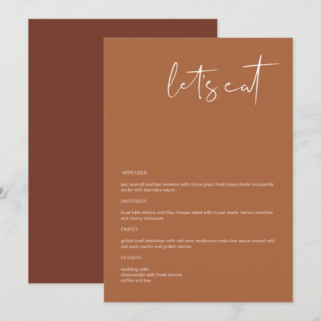 CORIANDER Boho Terracotta 12x18" essen wir Menü Menükarte (Vorne/Hinten)