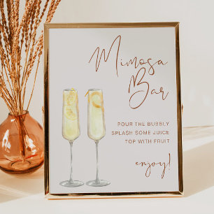 CORIANDER Boho Terracotta Bridal Mimosa Bar Sign Poster