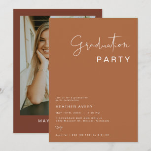 CORIANDER Terracotta and Rust Graduation Party Einladung