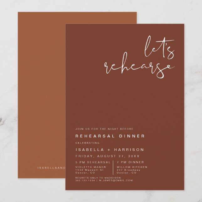 CORIANDER Terracotta und Rost Probe Abendessen Einladung (Vorne/Hinten)