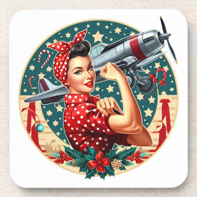 Cork Backed Untersetzer - Rosie the Riveter Christ (Vorderseite)