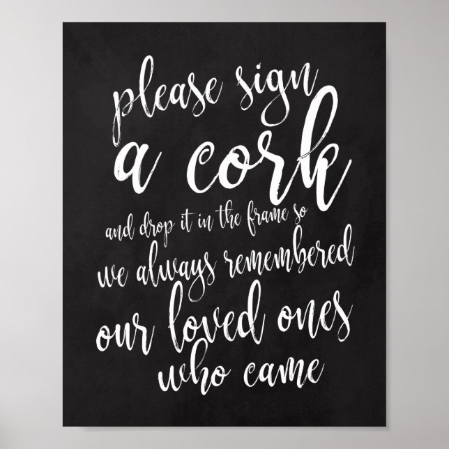 Cork Guest Book chalkboard Hochzeit 8x10 Zeichen Poster (Vorne)