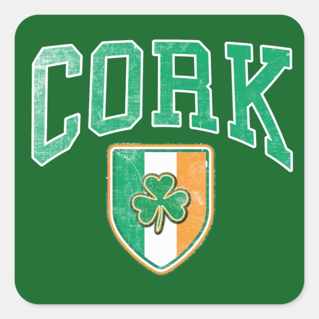 Cork Ireland Quadratischer Aufkleber (Vorderseite)