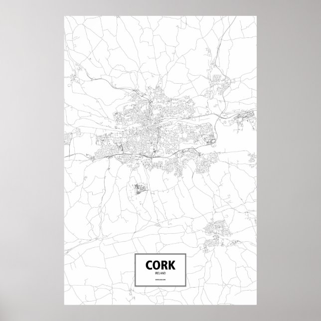 Cork, Irland (schwarz auf weiß) Poster (Vorne)