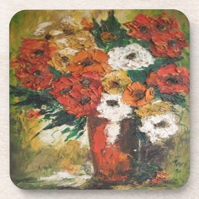Cork Untersetzer Set Ann Hayes Red Blume Mixed (Vorderseite)