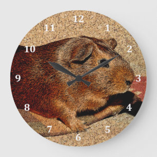 Corkboard Blick-Meerschweinchen Große Wanduhr