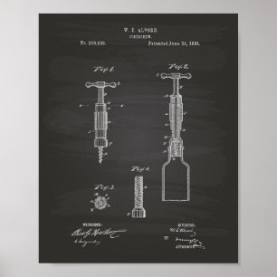 Corkschraube 1884 Patentart - Kopfbrett Poster