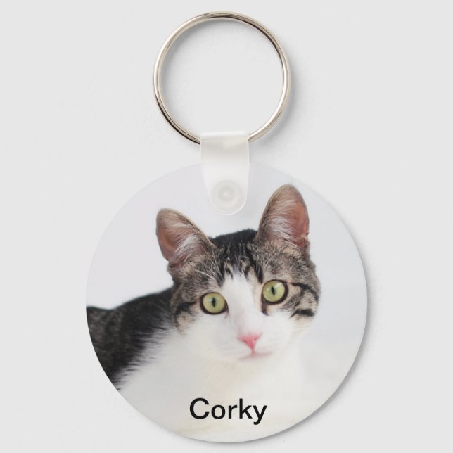 Corky der Cradle Cat Schlüsselanhänger (Vorderseite)