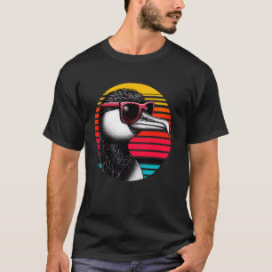 Cormorant-Vogelsonnenbrille Sonnenuntergang Retro- T-Shirt