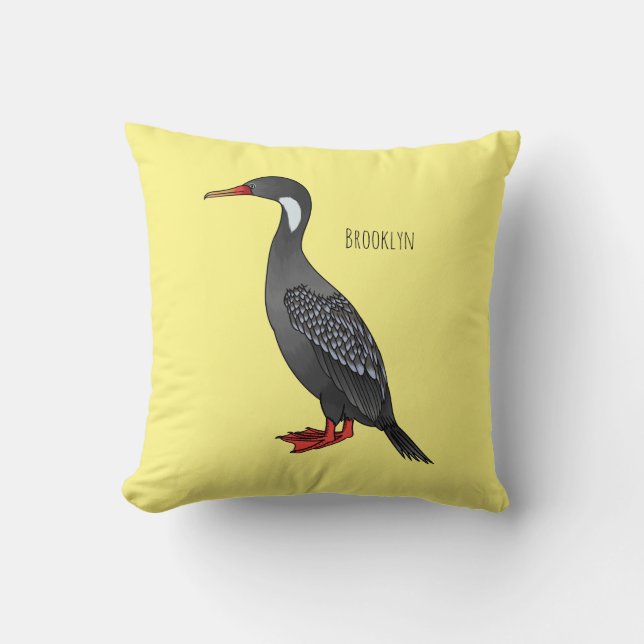Cormoranvogel-Cartoon-Abbildung Kissen (Vorderseite)