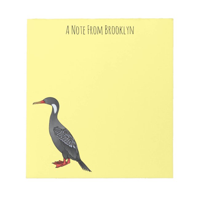 Cormoranvogel-Cartoon-Abbildung Notizblock (Vorderseite)