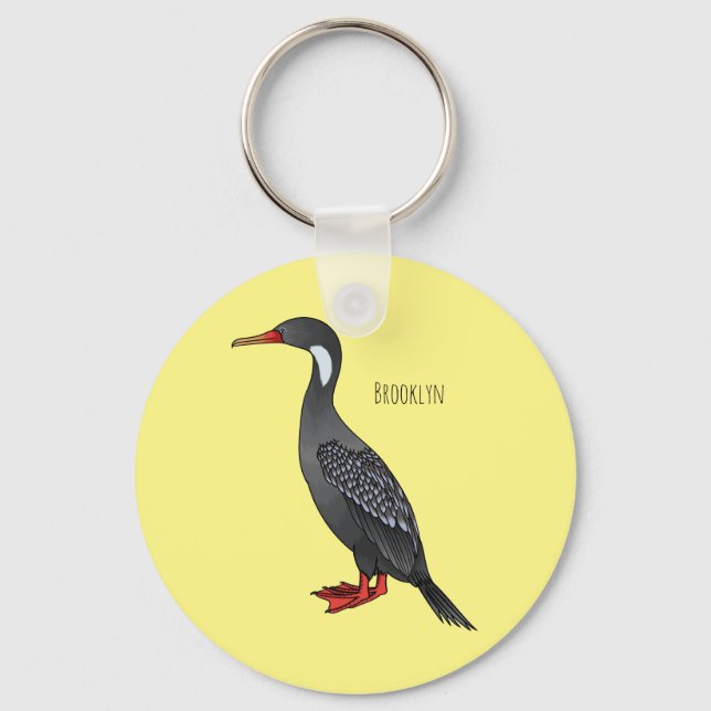 Cormoranvogel-Cartoon-Abbildung Schlüsselanhänger (Vorderseite)