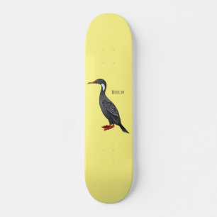 Cormoranvogel-Cartoon-Abbildung Skateboard