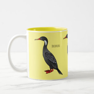 Cormoranvogel-Cartoon-Abbildung Zweifarbige Tasse