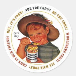 CORN BOY von Jeff Willis Art Runder Aufkleber