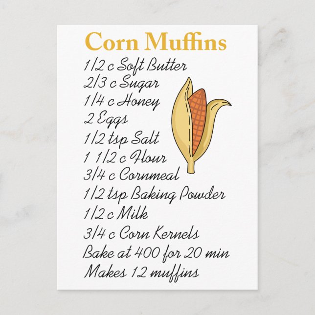 CORN MUFFINS RECIPE POSTKARTE (Vorderseite)