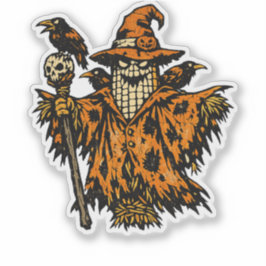 Corn Scarecrow Commander — Halloween Warrior Retro Aufkleber