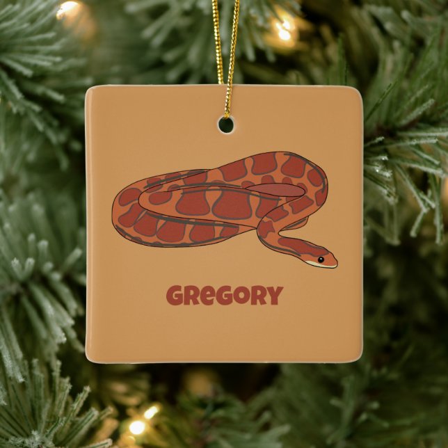 Corn Snake Orange Red Realistisch Personalisiert Keramikornament (Baum)
