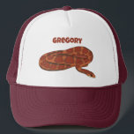 Corn Snake Orange Red Realistisch Personalisiert Truckerkappe<br><div class="desc">Die Kappe dieses LKWs zeichnet sich durch eine realistische Darstellung einer gekochten Maisschlange in dunkelrot und orange aus. Es ist bereit,  mit einem Namen in rötlich-orange Schrift personalisiert zu sein. Ein tolles Geschenk für Besitzer von Schlangen für Haustiere.</div>