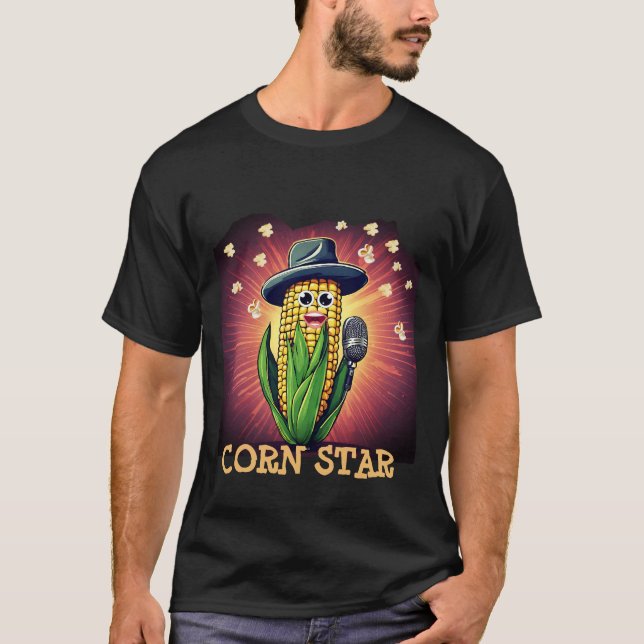 Corn star lustiges Essen Puzzmusik vegane Kostüme T-Shirt (Vorderseite)