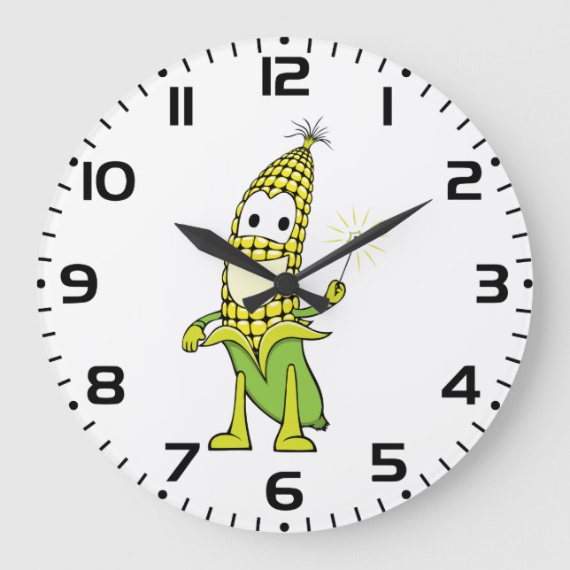 Corn Wizard Character with Magic Wand Große Wanduhr (Vorderseite)