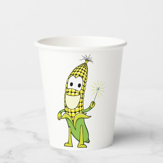 Corn Wizard Character with Magic Wand Pappbecher (Vorderseite)