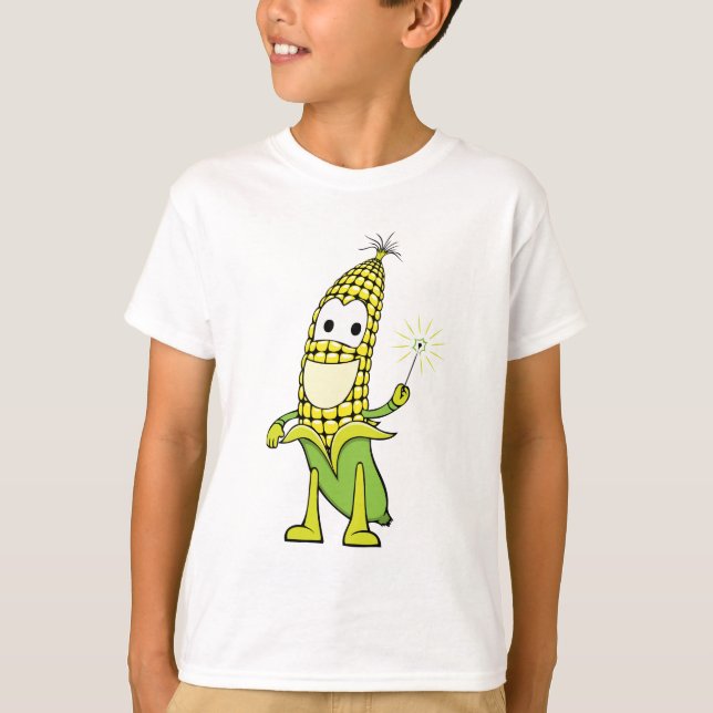 Corn Wizard Character with Magic Wand T-Shirt (Vorderseite)