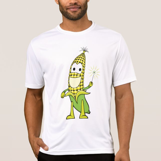 Corn Wizard Character with Magic Wand T-Shirt (Vorderseite)