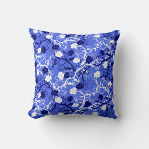 Cornblume Blau & Weiß Elegantes Blumenmuster Kissen