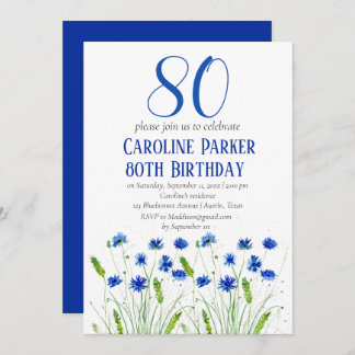 Cornblumen 80. Geburtstag Blaue Blüte Einladung