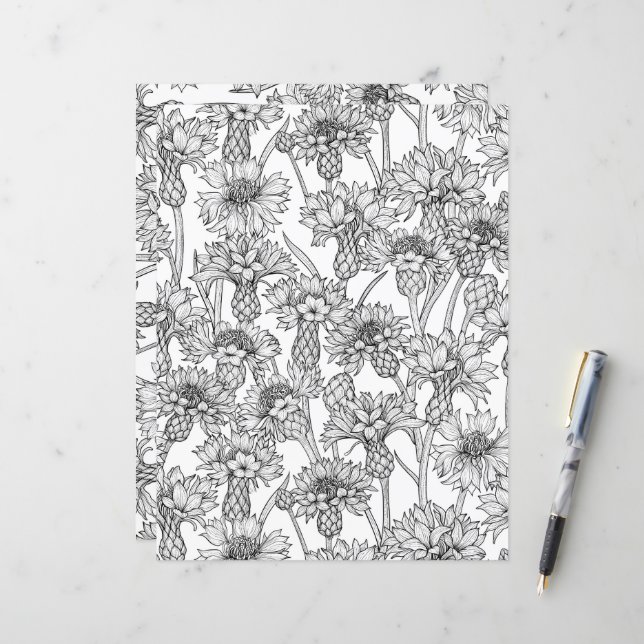 Cornblumen, Blume in Schwarz und Weiß (Vorderseite/Rückseite Beispiel)